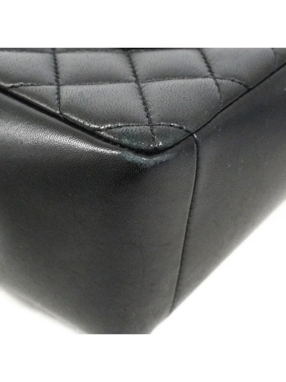 Chanel Shoulder Bag Deca Quilted Lambskin Black Champagne Gold